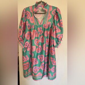 Jade Green and Pink Floral Dress